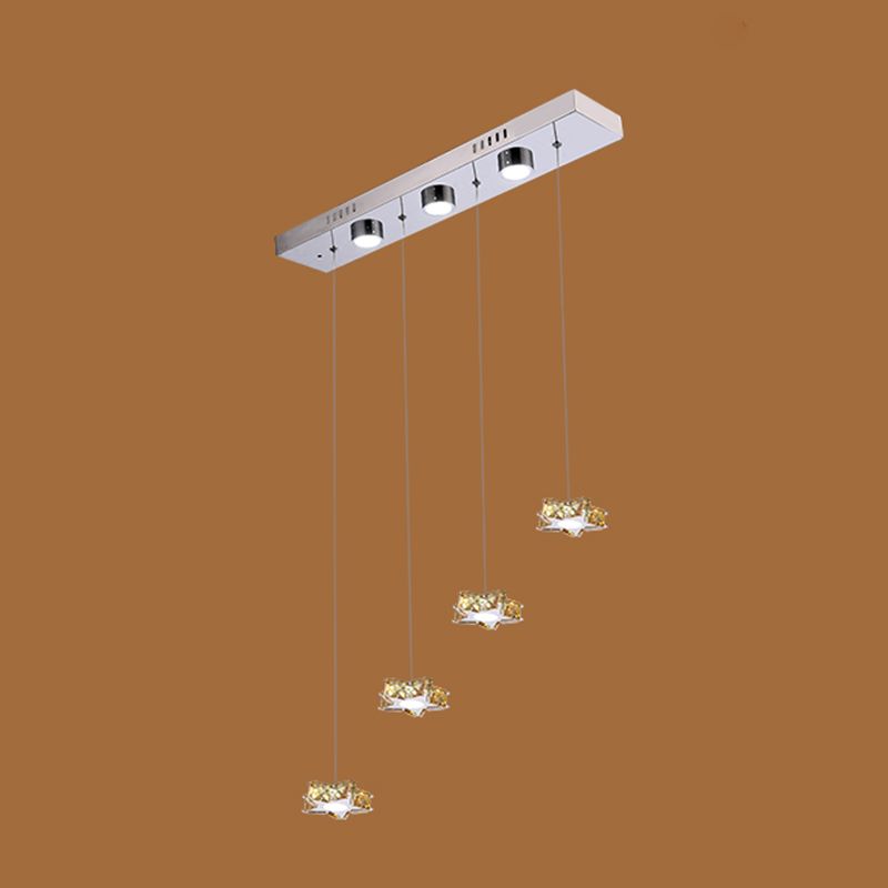 K9 Crystal Star LED Ceiling Light Minimalist Stainless-Steel Hanging Pendant Light