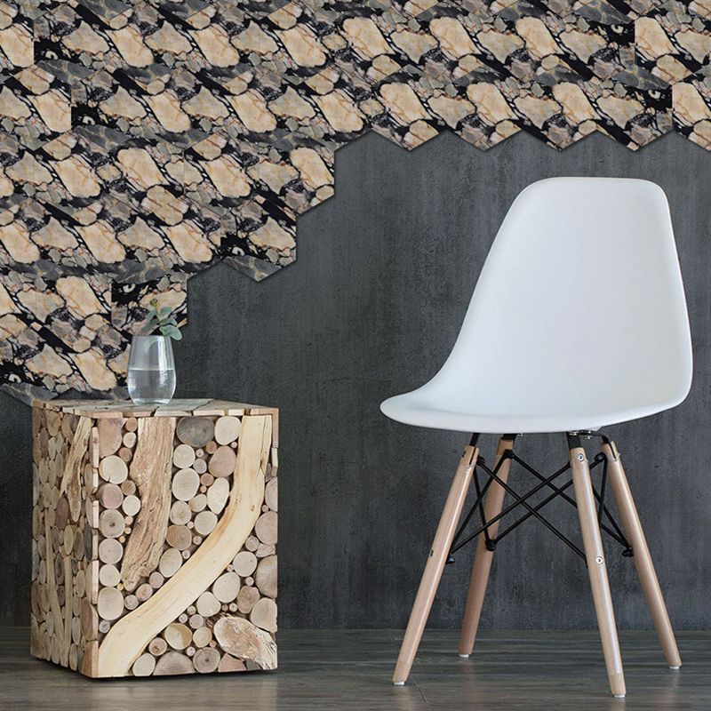 Black-Brown Tile Wallpaper Panel Marble Effect Modern Peel off Wall Art for Kitchen