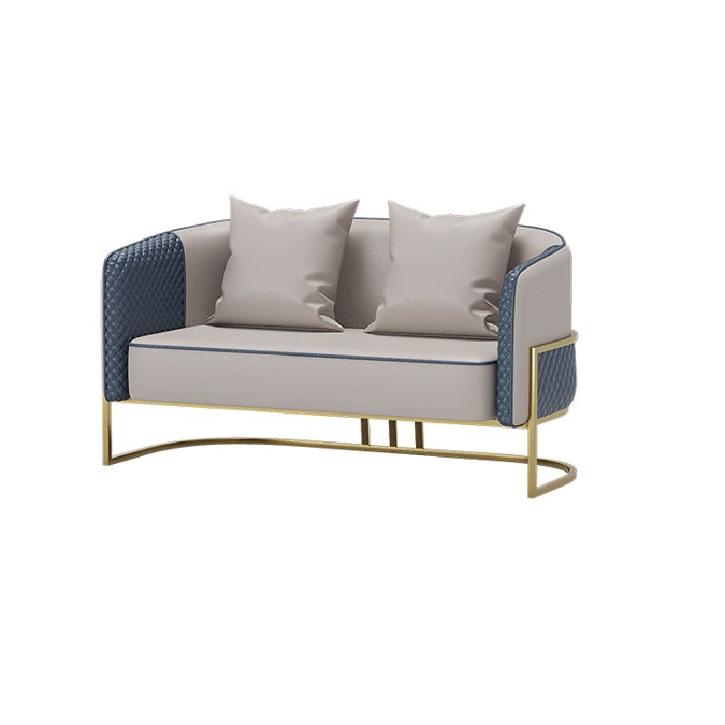 Genuine Leather Sofa Contemporary Tuxedo Arm Sofa with Tight Back