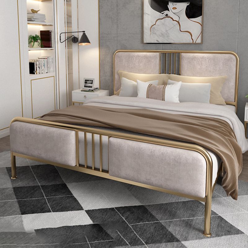 Contemporary Metal Upholstered Headboard Rectangular Panel Bed
