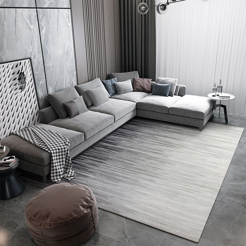 Black Modern Rug Polyester Graphic Area Rug Stain Resistant Rug for Home Decor