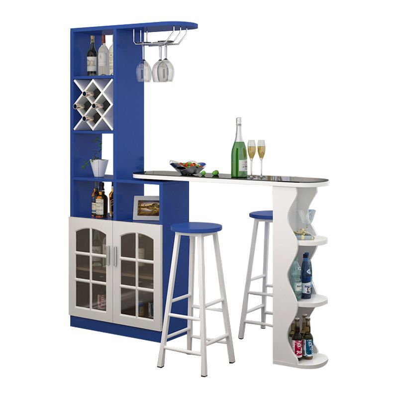 Contemporary Bar Stool and Table Set, Wood 3 Pieces for Living Room