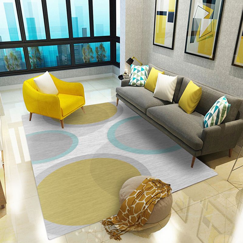 Simple Color Mixed Modern Rug Polyester Triangle Pattern Area Rug Non-Slip Backing Carpet for Living Room