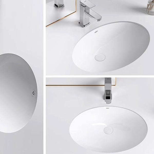 Modern Bathroom Sink Pop-Up Drain Porcelain Solid Color Oval-Shape Vessel Lavatory Sink