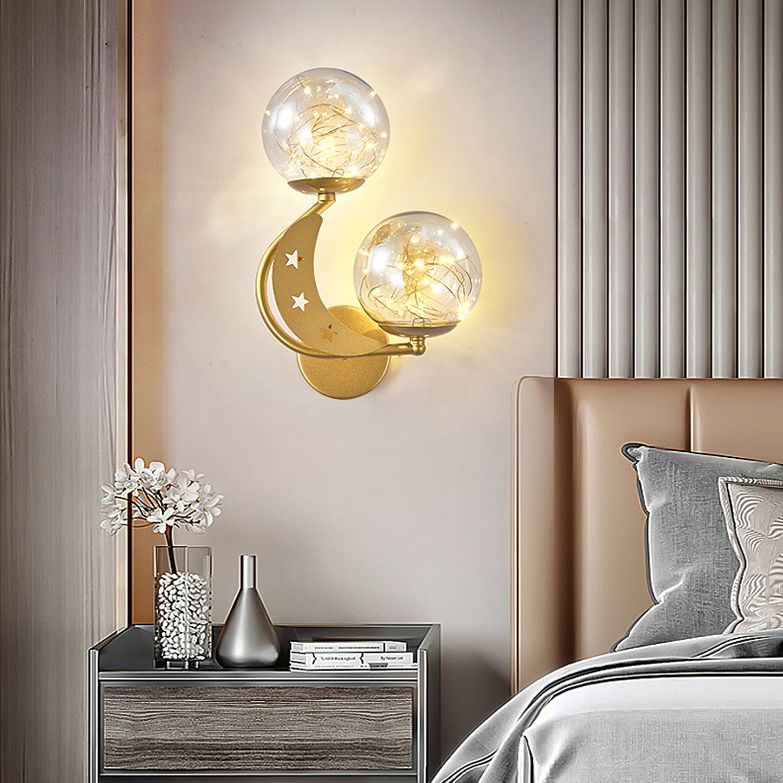 Modern Romantic LED Wall Lamp Wrought Iron Babysbreath Wall Sconce with Glass Shade