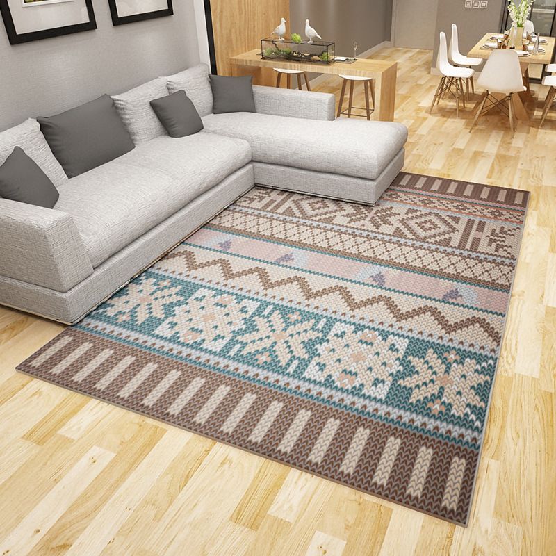 Boho woonkamer tapijt multi-kleuren geo geo geprinte gebied tapijt synthetisch vlekbestendige wasbaar niet-slip tapijt