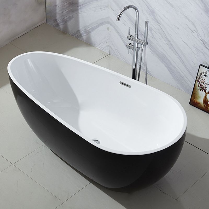 Modern Soaking Bathtub Oval with Drain Acrylic Freestanding Bath Tub