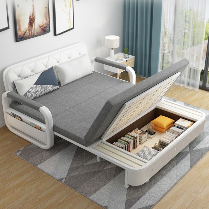 Linen 32.28" Wide Sleeper Sofa Gray Sofa Bed with Detachable Mattress