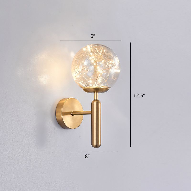 Postmodern Wall Sconce Ball LED Starry Wall Lighting with Glass Shade for Bedroom