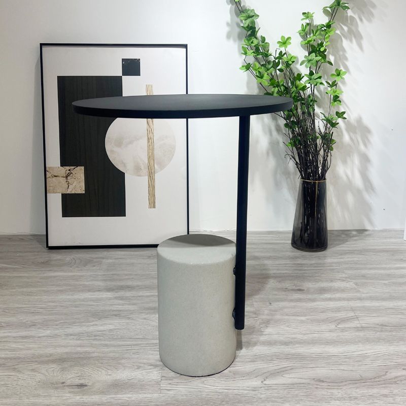 Pedestal Accent Side Table with Metal Top Side End Snack Table