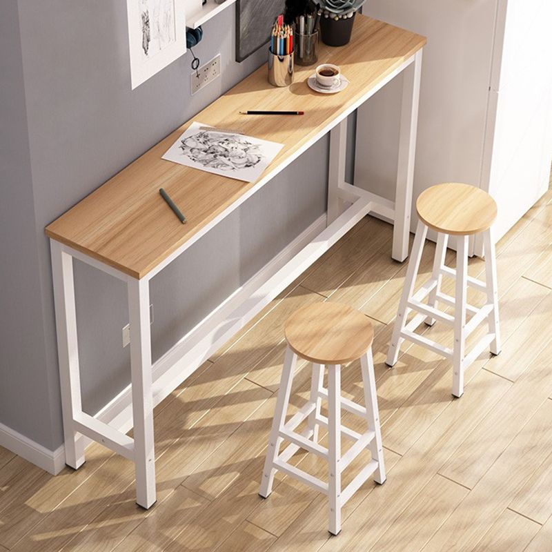 Contemporary Manufactured Wood Bar Table with Metal Base for Home