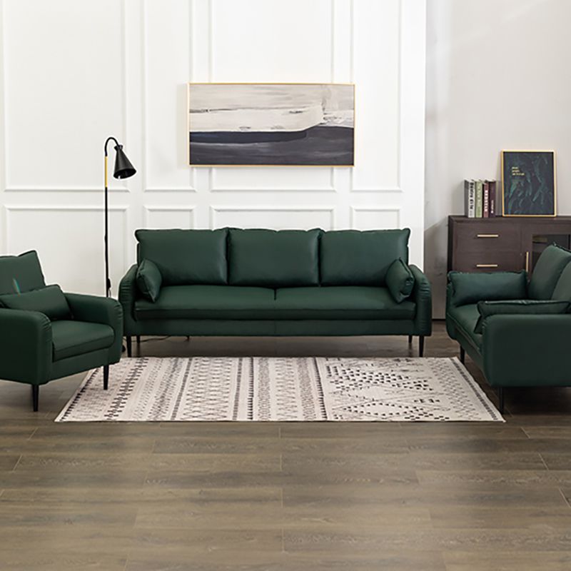Faux Leather Cushions Sofa 3-Seat Contemporary 30.7" High Sofa