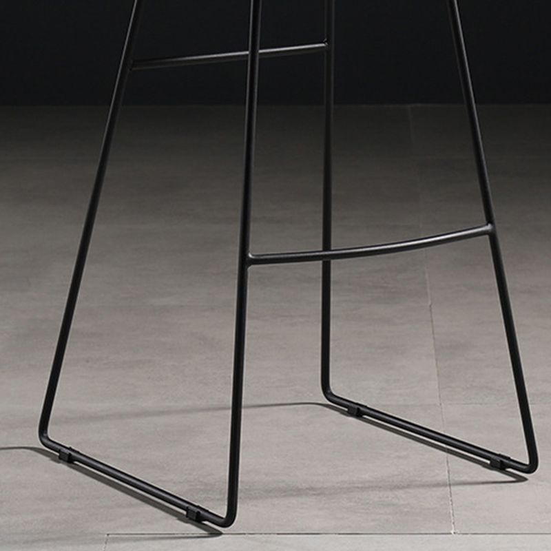 Contemporary Armless Backless Counter Stool Iron Bar Stool with Footrest