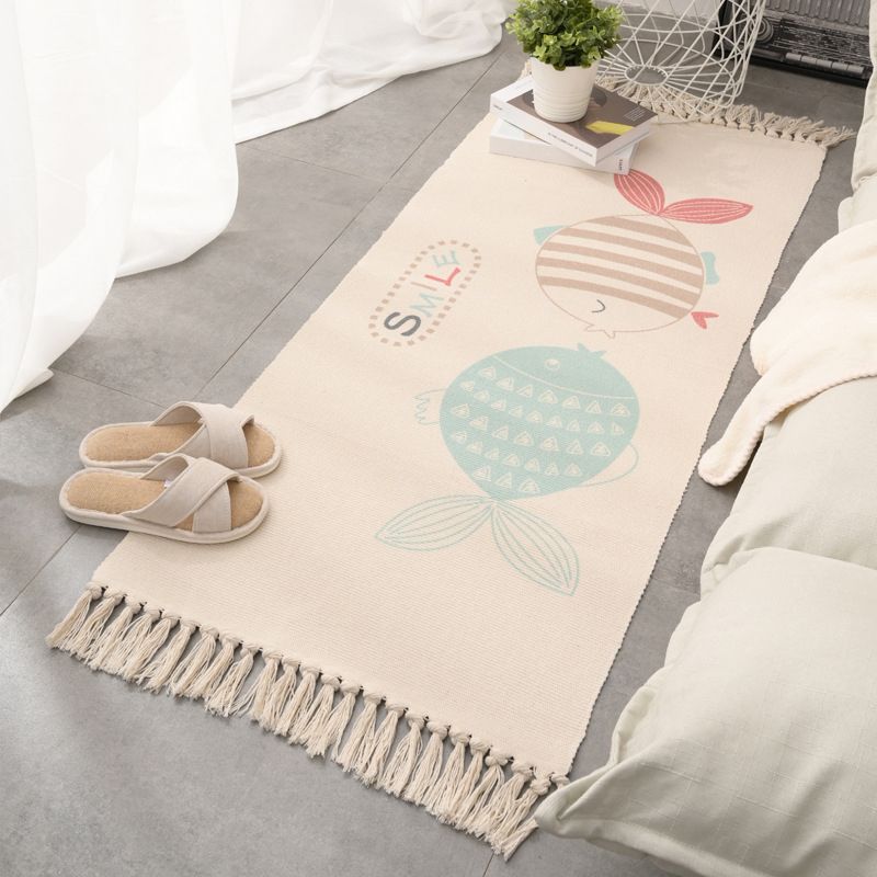 Tapis rétro multi-couleurs relaxant Machine de tapis à motifs de coton Machine intérieure lavable avec gland pour décor