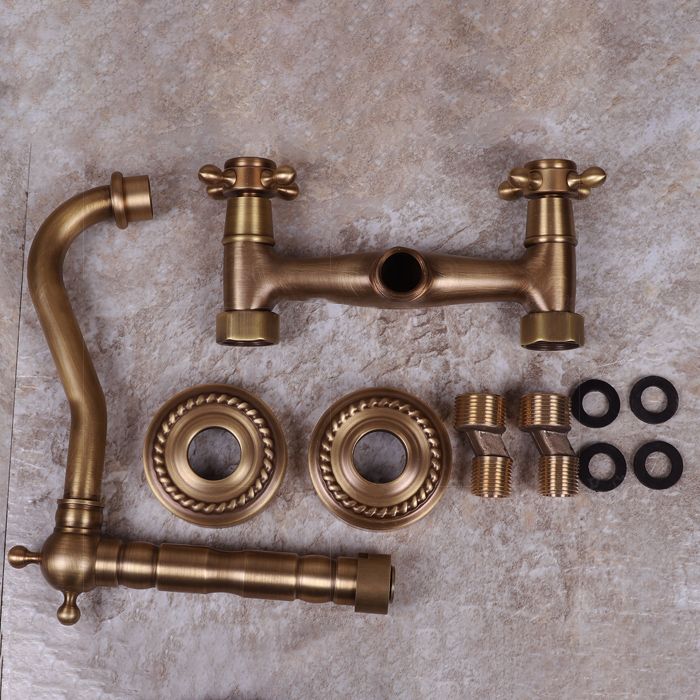 Brass Wide Spread Bathroom Faucet Industrial Lever Lavatory Faucet