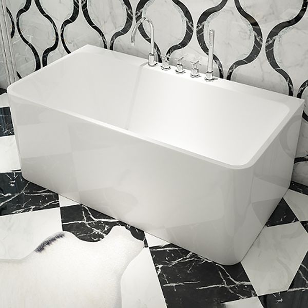 Modern Soaking Bathtub Acrylic Rectangular White Bathtub , 23.62-inch Tall