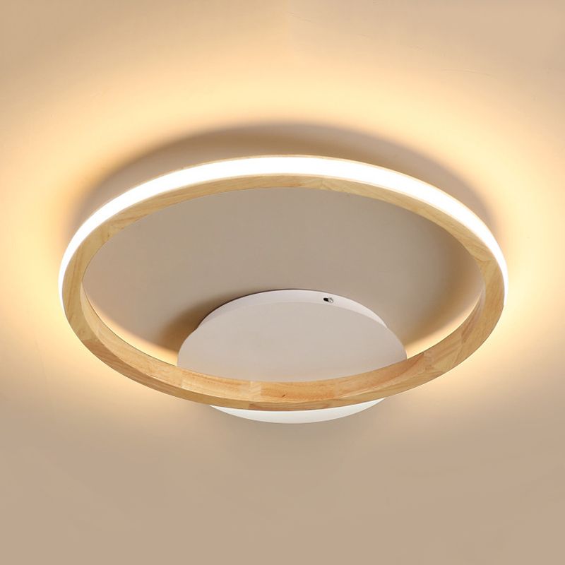 Lámpara empotrada de madera Simplicity Loop, accesorio de montaje en techo LED de 13"/17" de diámetro con diseño que brilla hacia fuera