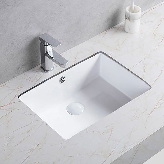 Traditional Undermount Bathroom Sink Porcelain Rectangular with Basin Basin Sink Only