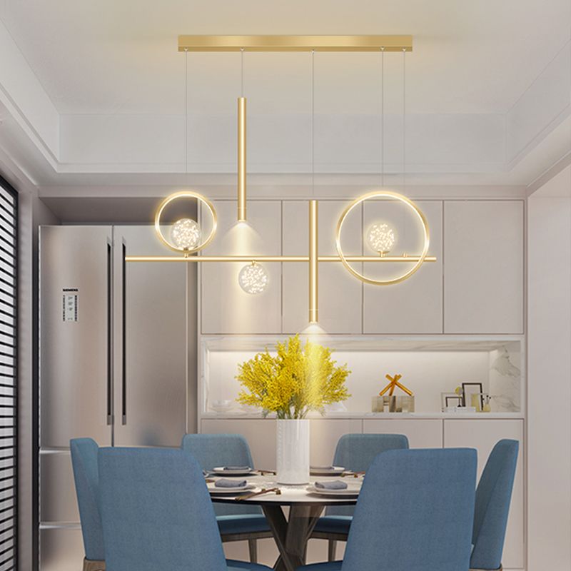 Contemporary Pendant Lights Island Geometry Pendant Light Fixtures Metal 7-Light