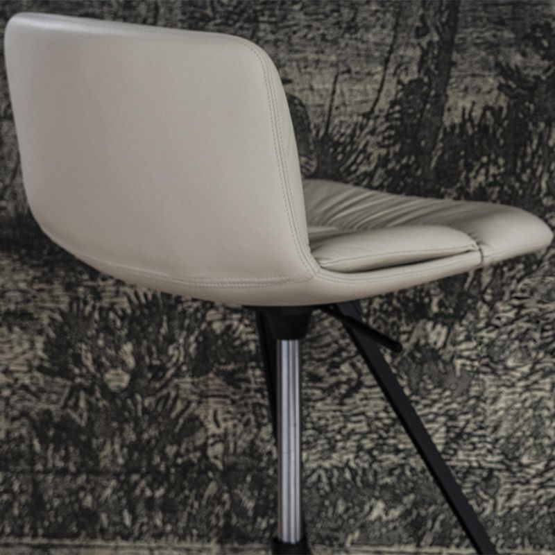 Industrial Armless Counter Stool Leather Adjustable Height Bar Stool for Indoor