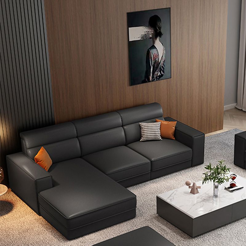 Scandinavian Dark Gray Square Arm Stain-Resistant Faux Leather Sofa