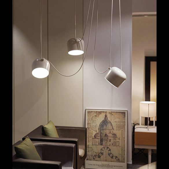 Mini Drum Aluminum Hanging Lamp Nordic White Suspension Light for Dining Room