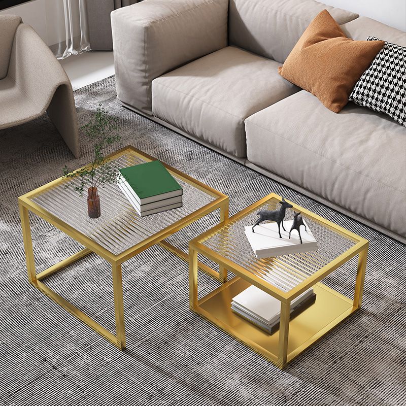 Minimalist Glass Top Coffee Table Round Open Shelf Cocktail Table