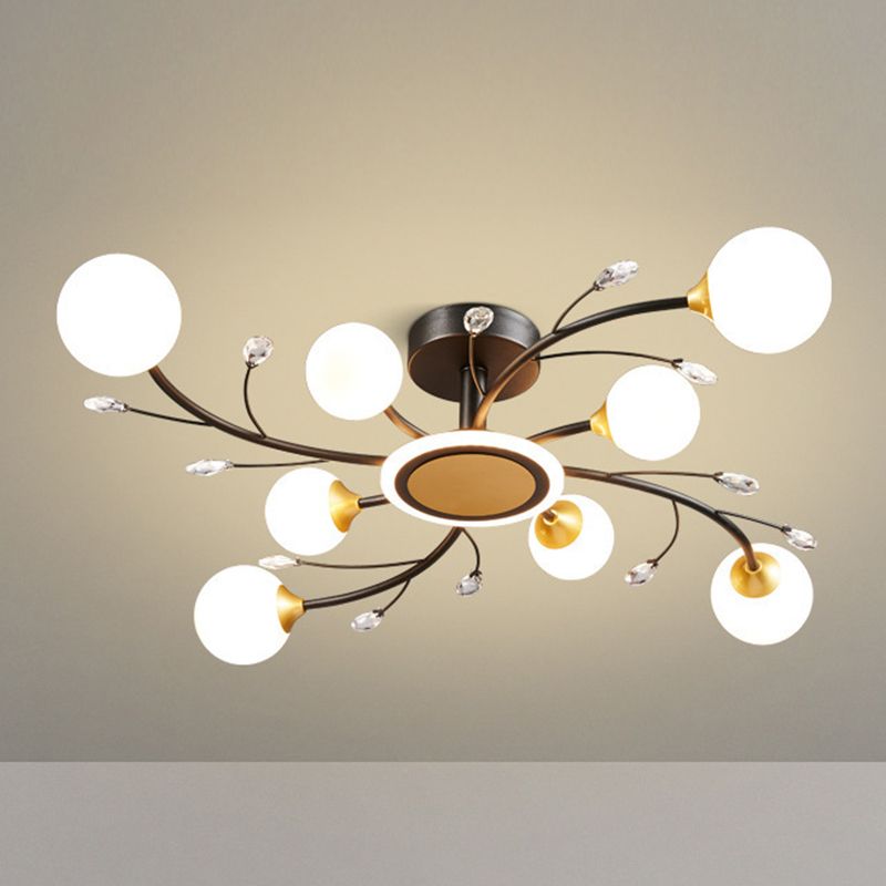 Plafonnier Simplicity en métal, éclairage semi-monté pour chambre à coucher, noir