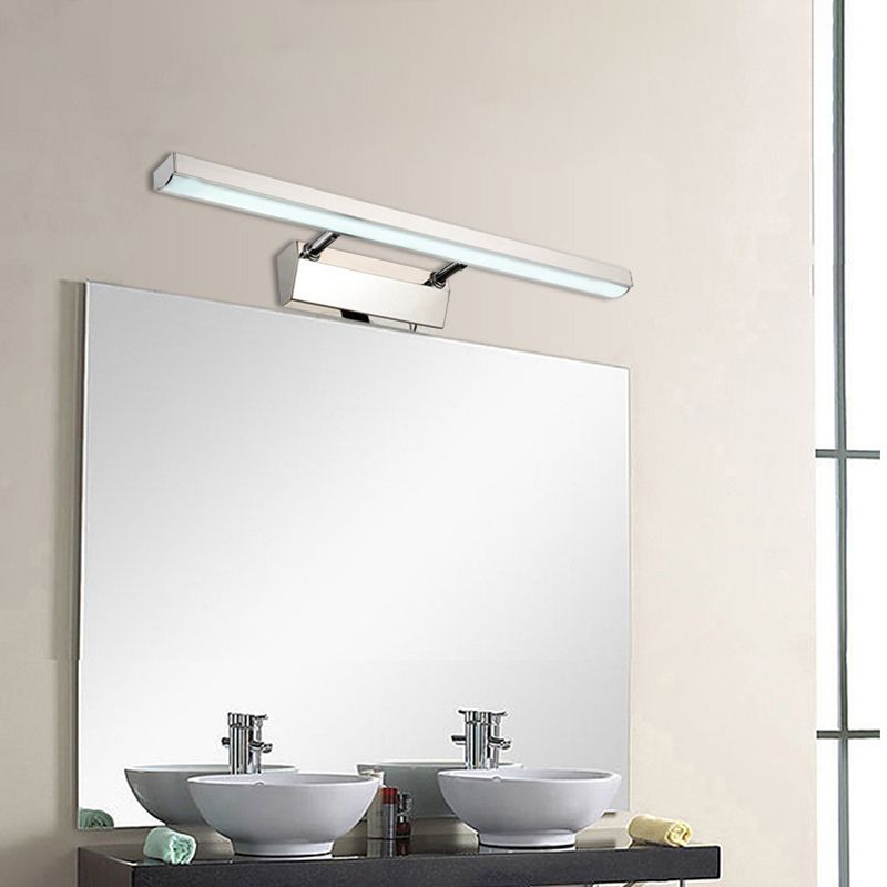 Modern Style Strip Mirror Light 1 Light LED Vanity Light in Silver for Toilet