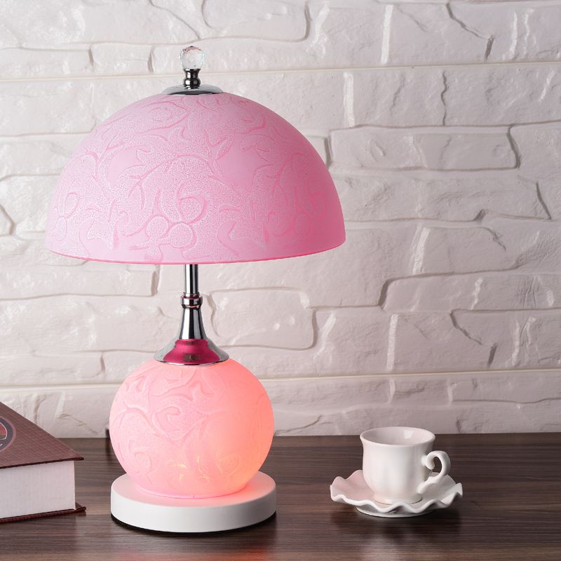 Lampada da tavolo a cupola in vetro contemporaneo a 2 luci da comodino per camera da letto