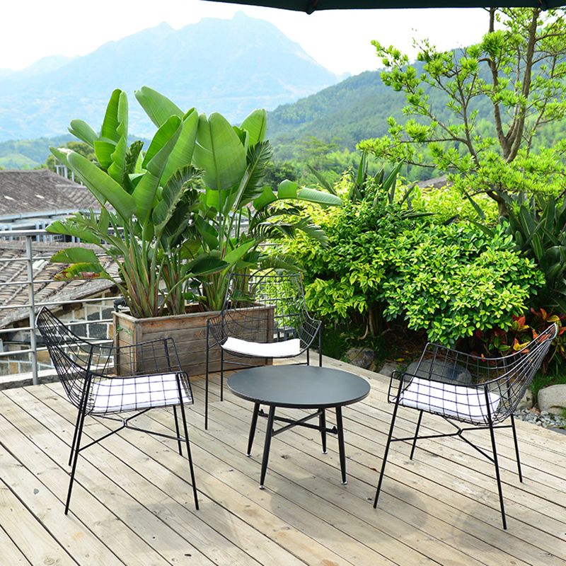 Industrial Stacking Armed Chairs Water Resistant Metal Dining Armchair