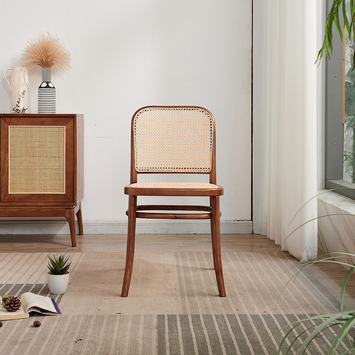 Modern Style Solid Wood Dining Room Kitchen Chair Open Back Side Chairs