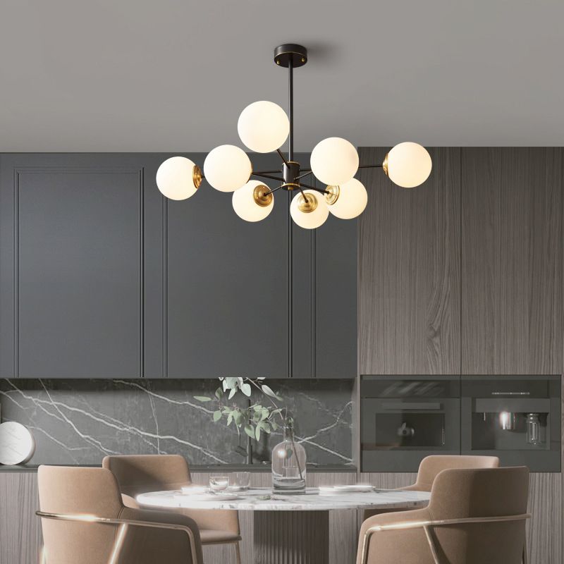 Forme sphérique en verre Sanging Chandelier Modern Style Multi Light Hanging Mount Fixture