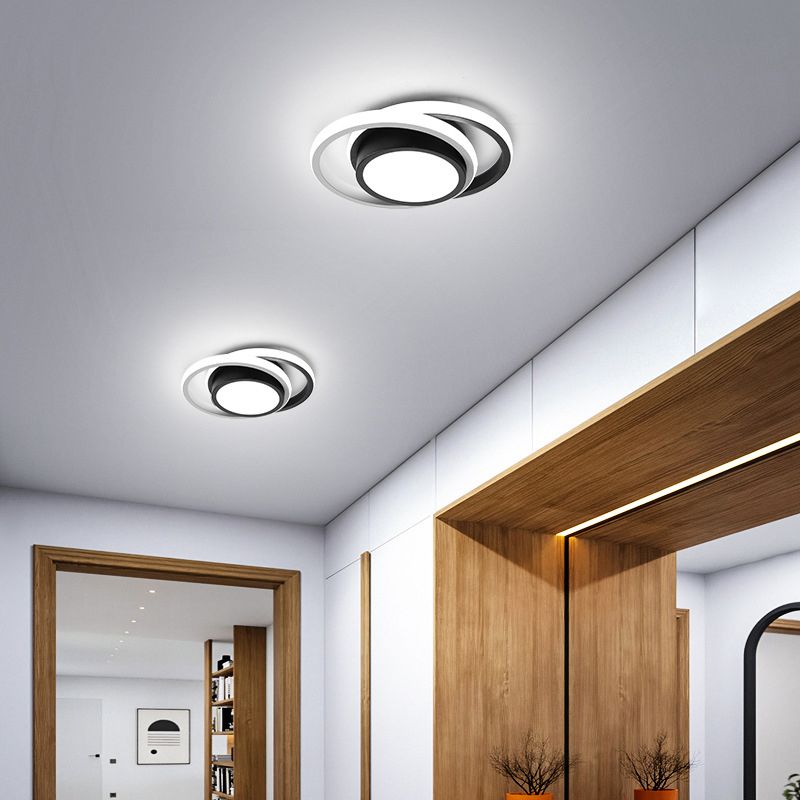 Zwarte ronde/vierkante plafondlamp, eigentijds metalen LED-inbouwlicht in warm/wit/3 kleuren licht