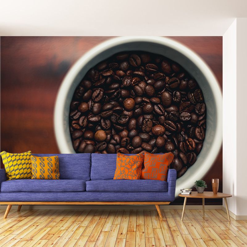 Coffee Beans Wall Mural for Coffee Shop Decor Stain Resistant, Custom Size Available