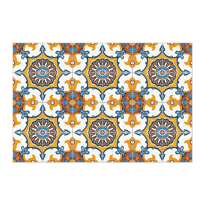 Ethnic Floral Pattern Stick Wallpaper Panels for Kitchen, Bright Color, 3.5' L x 23.5" W