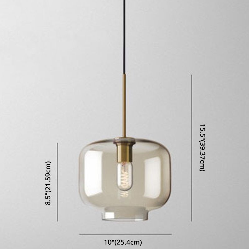 Luce a sospensione in vetro cognac moderno moderno illuminazione a sospensione a 1 luce per tavolo da pranzo