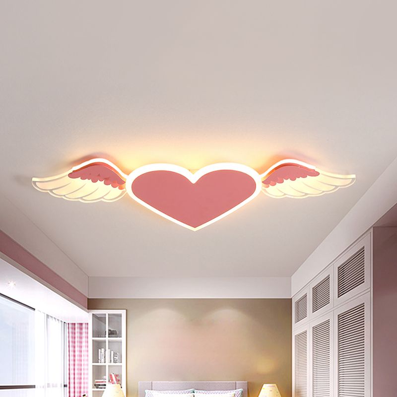 Plafonnier LED en forme de cœur blanc/rose pour enfants, plafonnier en métal pour enfants, lumière chaude/blanche