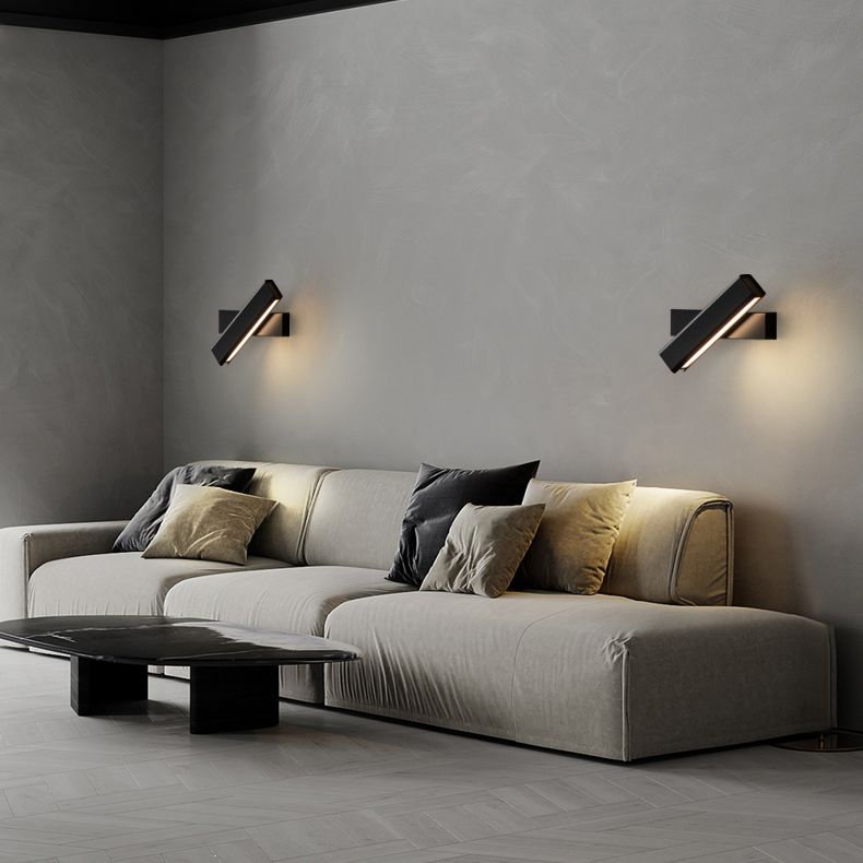 Aluminium Rectangular LED Wall Sconce in Modern Simplicity Wooden Rotatable Wall Light with Acrylic Shade