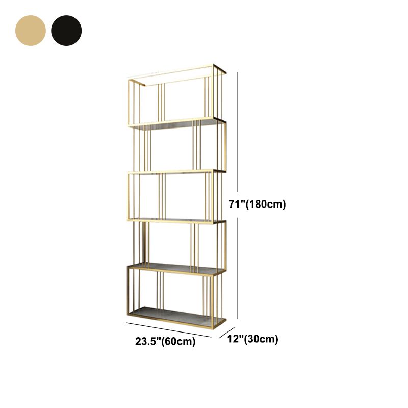 Modern Vertical Etagere Bookshelf Manufactured Wood Shelf Iron Frame Bookshelf