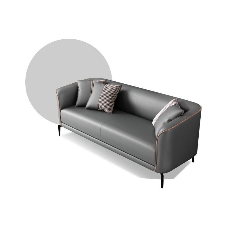 25.59" D x 25.59" H Faux Leather Sofa Tuxedo Arm Tight Back Sofa