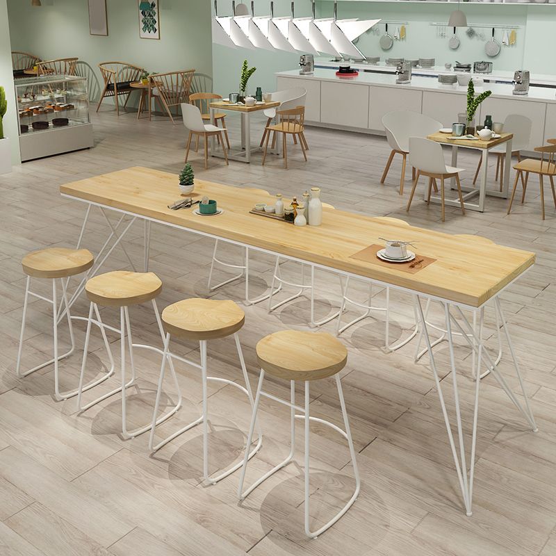 Modern Rectangle Bar Table Set 1/2/9 Pcs Brown Wooden Bar Table Set