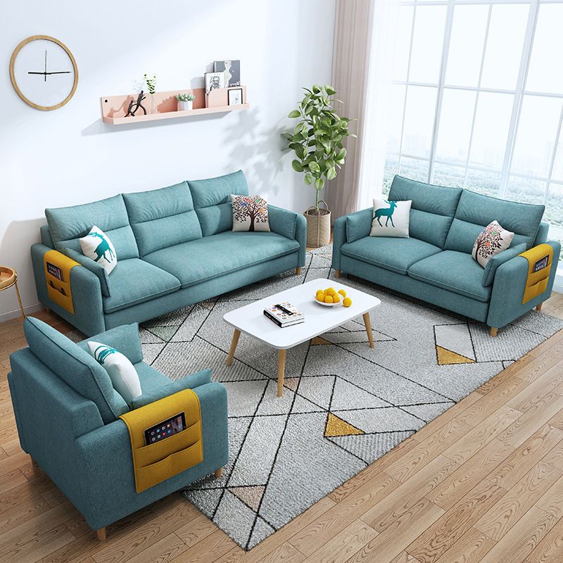 Fabric et faux cuir carré meubles de canapé avec 2 oreillers
