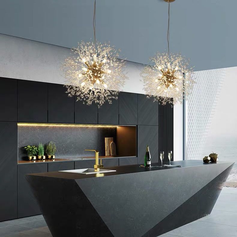 Paardebloem gevormd metallic hangend licht Moderne Minimalistische stijl Restaurant Pendant plafondlamp met 47 "verstelbare hangdraad