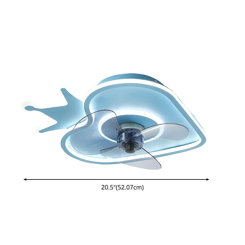 Strawberry Semi Flush Mount Light Cartoon Acrylic Bedroom Ceiling Fan Lamp