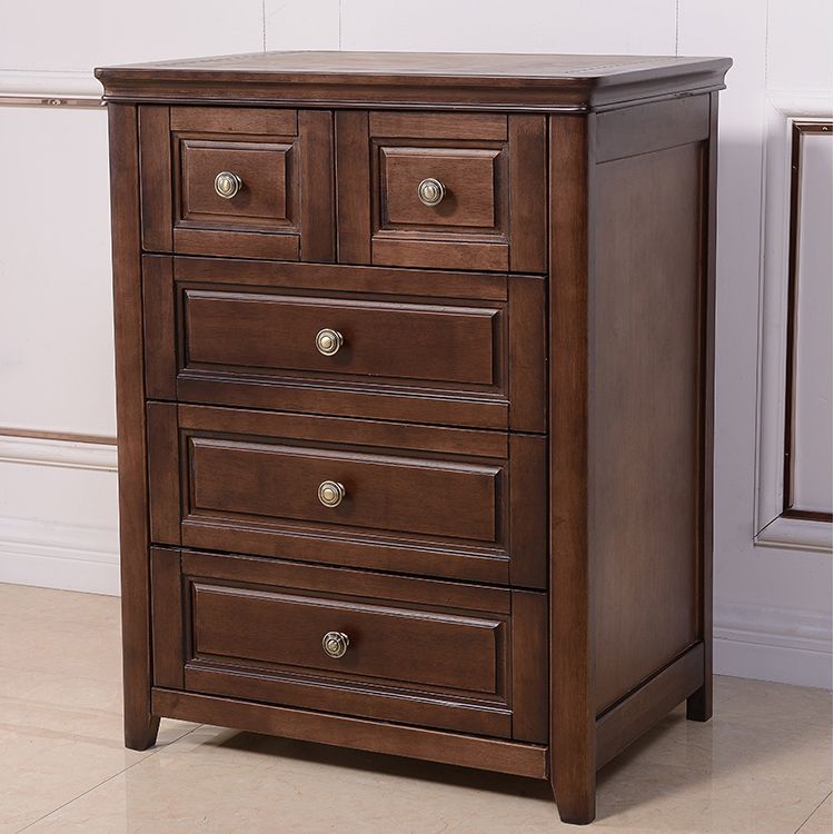 Mid-Century Modern Solid Wood Accent Chest with Drawers in Brown