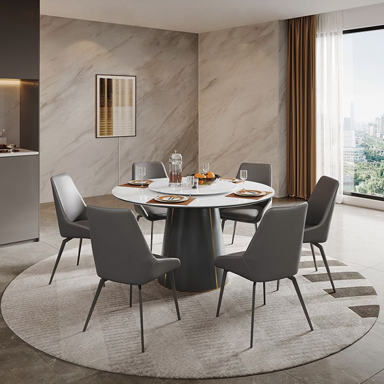 Modern Stone Furniture 1/2/5/7/9 Pcs Round Shape Dinette Table with Upholstered Chair