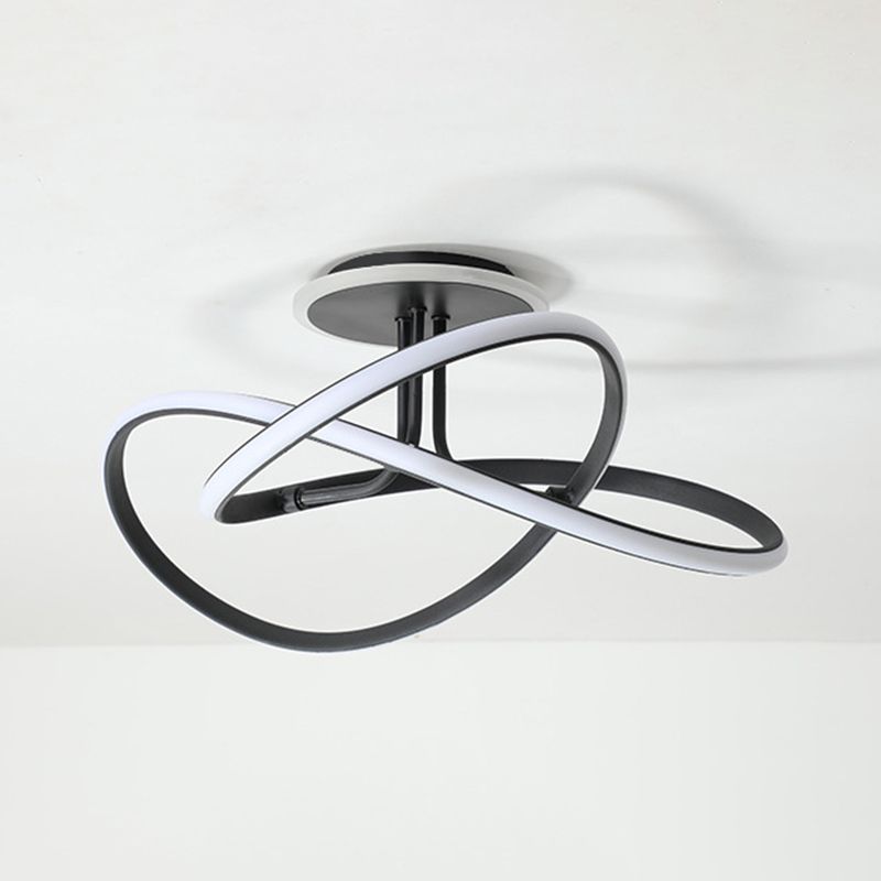 Plafonnier LED en gel de silice de style concis et moderne, montage semi-encastré linéaire en aluminium pour chambre à coucher