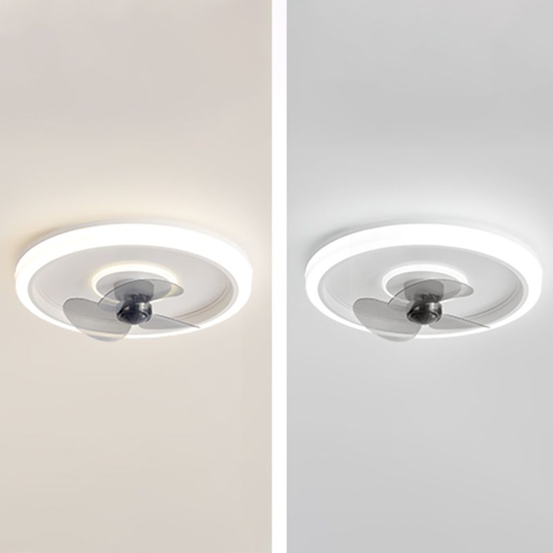 Metal Round Shape Ceiling Fan Modern Style 2 Lights Ceiling Fan Lamp for Bedroom