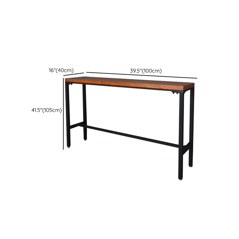 Brown Pine Wood Bistro Table Industrial Style Pub Table for Home